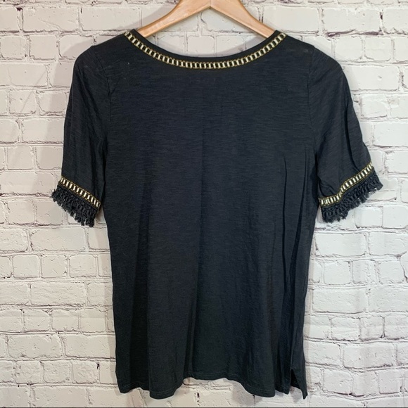 LOFT Short Sleeve Top with Embroidered & Fringe - Picture 5 of 9